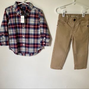 NWT GAP plaid shirt & khaki jeans bundle